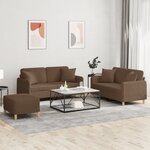 vidaXL Ensemble de canapés 3 Pièces avec coussins marron tissu