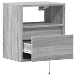 vidaXL Table de chevet murale avec lumières LED sonoma gris