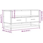 vidaXL Meuble TV sonoma gris 80x34 5x40 cm bois d'ingénierie et métal