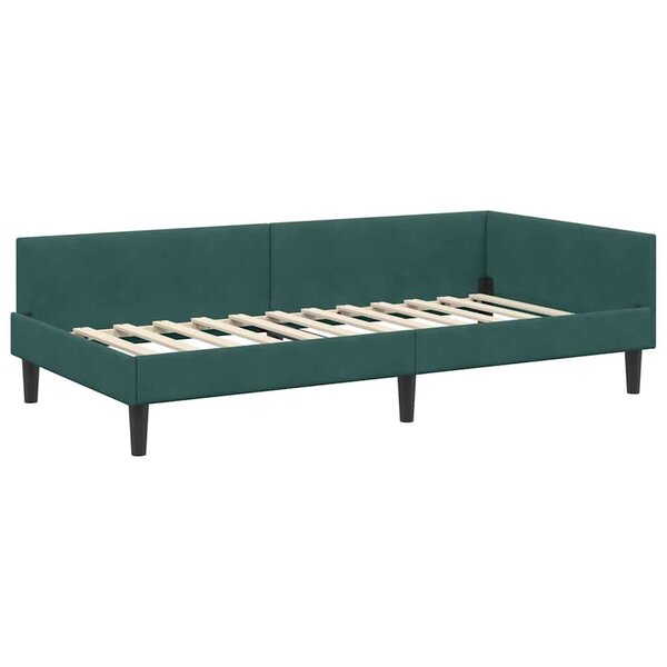 vidaXL Cadre de lit d'angle Vert foncé 80 cm x 200 cm tissu