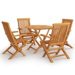 vidaXL Salon de jardin 5 Pièces Bois de teck massif