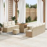vidaXL Ensemble de canapé de jardin avec coussin 10 Pièces Beige et crème