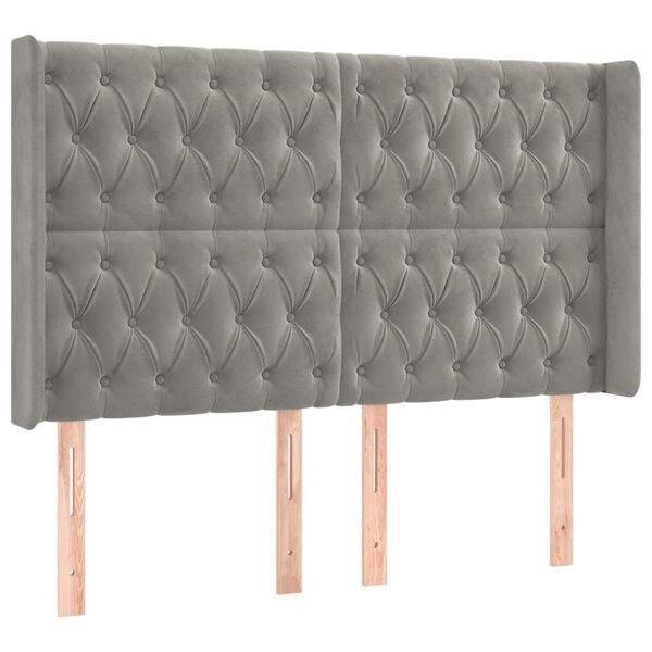 vidaXL Tête de lit avec oreilles Gris clair 163x16x118/128 cm Velours