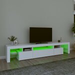vidaXL Meuble TV avec lumières LED Blanc 215x36 5x40 cm