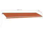 vidaXL Auvent manuel rétractable sur pied 600x300 cm Orange et marron