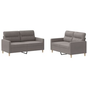 vidaXL Ensemble de canapés 2 Pièces avec coussins Taupe Tissu