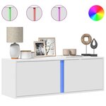 vidaXL Meuble TV mural avec lumières LED blanc 100x31x35 cm