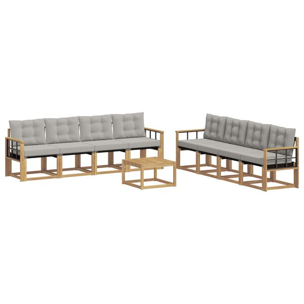 vidaXL Ensemble de canapés d'extérieur 9 Pièces Blanc et gris clair