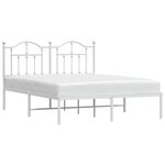 vidaXL Cadre de lit métal avec tête de lit blanc 140x200 cm