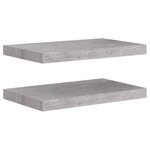 vidaXL Étagères murales flottantes 2 Pièces gris béton 50x23x3 8 cm MDF
