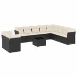 vidaXL Salon de jardin 11 Pièces avec coussins noir résine tressée