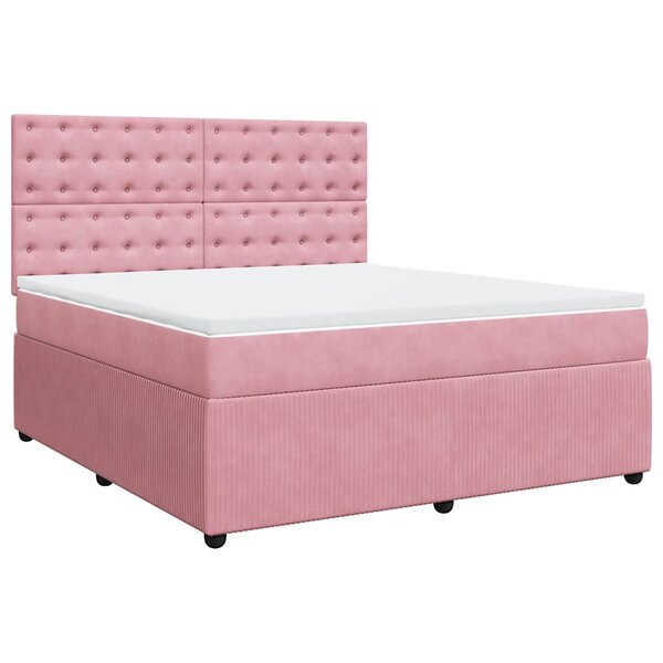 vidaXL Sommier à lattes de lit avec matelas Rose 180x200 cm Velours
