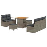 vidaXL Ensemble de canapé de jardin avec coussin 8 Pièces Gris
