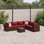 vidaXL Salon de jardin avec coussins 7 Pièces marron résine tressée