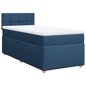 vidaXL Sommier à lattes de lit avec matelas Bleu 90x190 cm Tissu