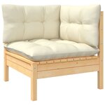 vidaXL Salon de jardin 10 Pièces avec coussins crème bois de pin massif