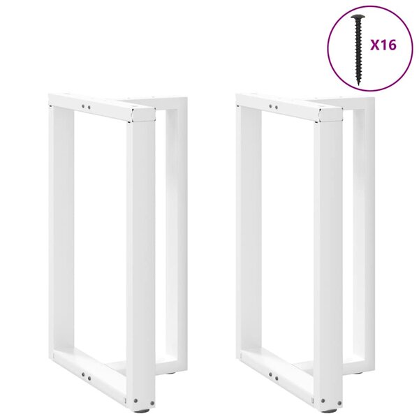 vidaXL Pieds de table de bar en T  2 pièces  blanc  60 x 35 x (90-91) cm  acier