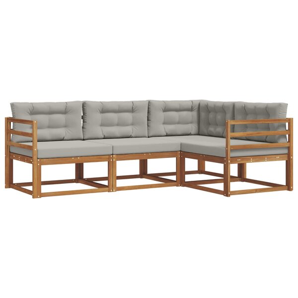 vidaXL Ensemble de canapés d'extérieur 4 pc Gris Naturel et Clair