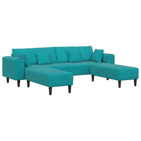vidaXL Canapé en velours avec coussin 3 Pièces Turquoise 208 cm Velours