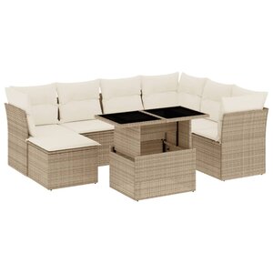 vidaXL Salon de jardin avec coussins 8 Pièces beige résine tressée