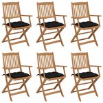 vidaXL Chaises pliables de jardin 6 Pièces avec coussins Bois d'acacia