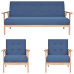 vidaXL Ensemble de canapés 3 Pièces Tissu Bleu