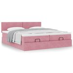 vidaXL Cadre de lit ottoman avec matelas rose 180x200 cm velours