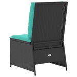 vidaXL Canapé de jardin avec coussin Noir et turquoise polyrotin