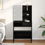 Ensemble de coiffeuse vidaXL avec LED en chêne noir et bois d'ingénierie
