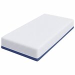 vidaXL Matelas Blanc et Bleu 80 x 160 cm Mousse à mémoire de gel