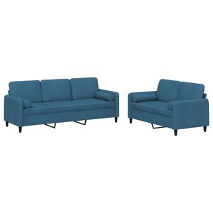 vidaXL Ensemble de canapés 2 Pièces avec coussins bleu velours