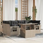 vidaXL Salon de jardin avec coussins 7 Pièces gris clair résine tressée