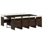 vidaXL Ensemble à manger de jardin et coussins 9 Pièces marron poly rotin