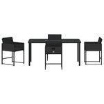 vidaXL Ensemble de salle à manger de jardin 5 pièces avec coussins en rattan poly noir