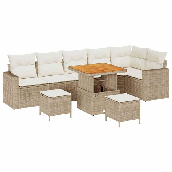 vidaXL Ensemble de canapé de jardin avec coussin 9 Pièces beige et crème