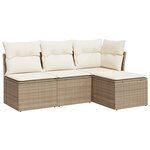 vidaXL Salon de jardin avec coussins 4 Pièces beige résine tressée
