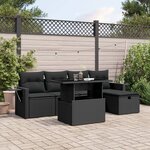 vidaXL Salon de jardin 6 Pièces avec coussins noir résine tressée