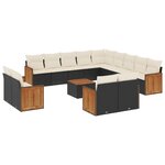 vidaXL Salon de jardin avec coussins 14 Pièces noir résine tressée