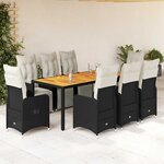 vidaXL Ensemble de bistro de jardin 9 Pièces coussins noir poly rotin