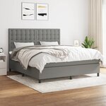 vidaXL Sommier à lattes de lit avec matelas Gris foncé 180x200cm Tissu