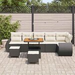 vidaXL Ensemble de canapé de jardin 9 Pièces Noir polyrotin