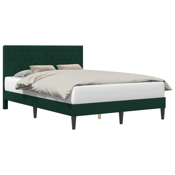 vidaXL Cadre de lit avec tête de lit Vert foncé 160 x 200 cm Velours