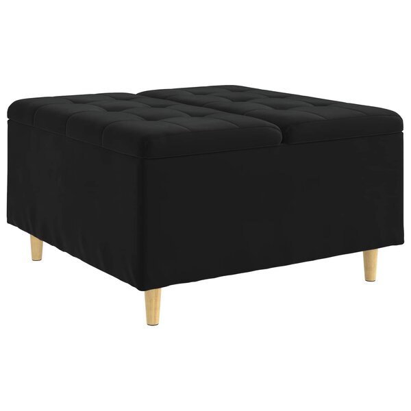vidaXL Pouf de rangement avec coussin Noir 80 x 80 x 45 cm Velours