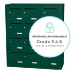 Bloc collectif Leabox  3x4  grade 3  simple face  intérieur  fixation murale  vert mousse ral 6005 finition brillante