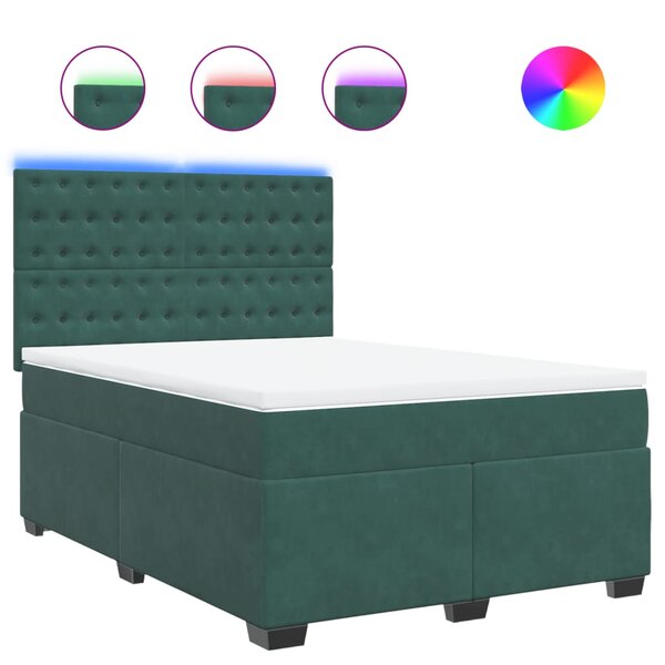 vidaXL Sommier à lattes de lit et matelas Vert foncé 140x190cm Velours