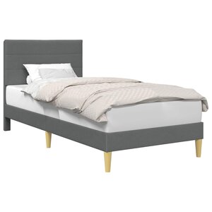 vidaXL Cadre de lit avec tête de lit Gris foncé 90 x 190 cm Tissu