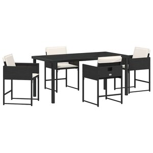 vidaXL Ensemble de salle à manger pour jardin 5 Pièces Noir polyrotin