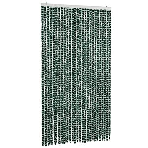 vidaXL Rideau anti-mouches vert et blanc 118x220 cm chenille