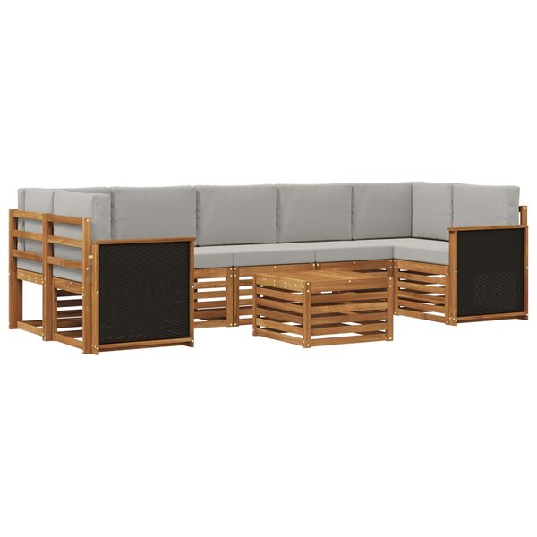 vidaXL Ensemble de canapés d'extérieur 8 Pièces Naturel et gris clair