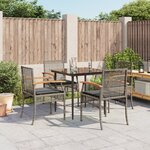 vidaXL Ensemble à manger de jardin 5 Pièces coussins gris résine tressée